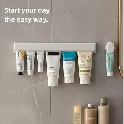 Toothpaste Holder Wall Mounted by JM.JEEMI, Face Cream Tubes Hanger,Tooth Paste Organizers Gripper with 3 Toothpaste Squeezers - White, Extra Large