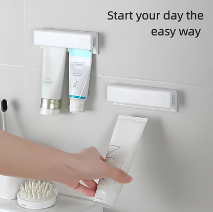 Toothpaste Holder Wall Mounted by JM.JEEMI, Face Cream Tubes Hanger,Tooth Paste Organizers Gripper with 3 Toothpaste Squeezers - White, Extra Large