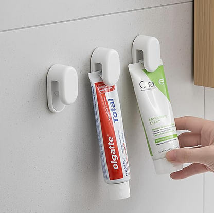 Toothpaste Holder Wall Mounted by JM.JEEMI, Face Cream Tubes Hanger,Tooth Paste Organizers Gripper with 3 Toothpaste Squeezers - White, Extra Large