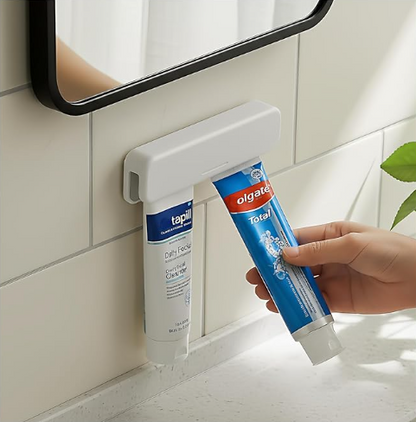 Toothpaste Holder Wall Mounted by JM.JEEMI, Face Cream Tubes Hanger,Tooth Paste Organizers Gripper with 3 Toothpaste Squeezers - White, Extra Large