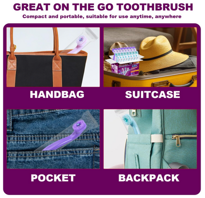 Mini Disposable Toothbrush, Pre-Pasted Toothbrushes with Toothpaste and Toothpick for Travel - Fluoride Free, No Rinsing Needed, Mint Flavor, Fresh Breath Anywhere Anytime