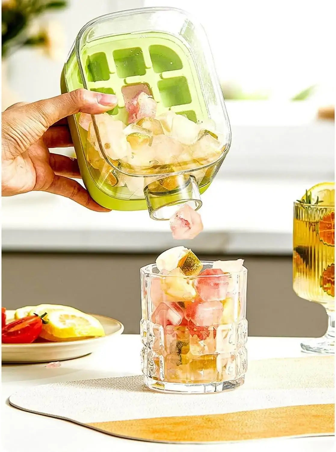 Portable Ice Cube Bottle with Straw – Press to Release, Leak proof, BPA-Free