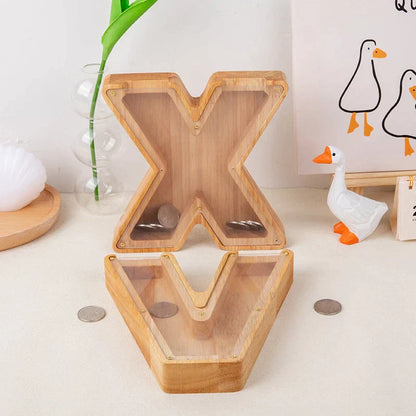 Personalized Wooden Letter Piggy Bank - Gifts for Kids