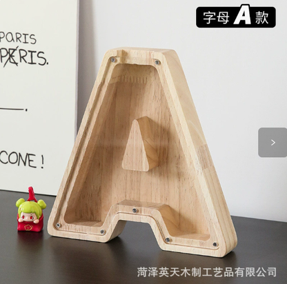 Personalized Wooden Letter Piggy Bank - Gifts for Kids