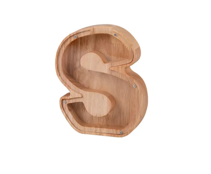 Personalized Wooden Letter Piggy Bank - Gifts for Kids
