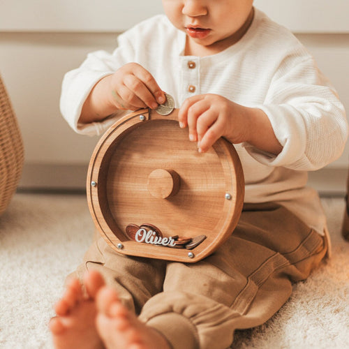 Personalized Wooden Letter Piggy Bank - Gifts for Kids